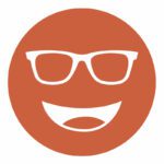 Circular icon with a smiling face wearing glasses in medium orange, representing the 527X lens tint.