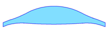 shape-14 Illustration of Chadwick Optical's Shape 14 lens design, featuring a rounded top and a tapered, narrower bottom.